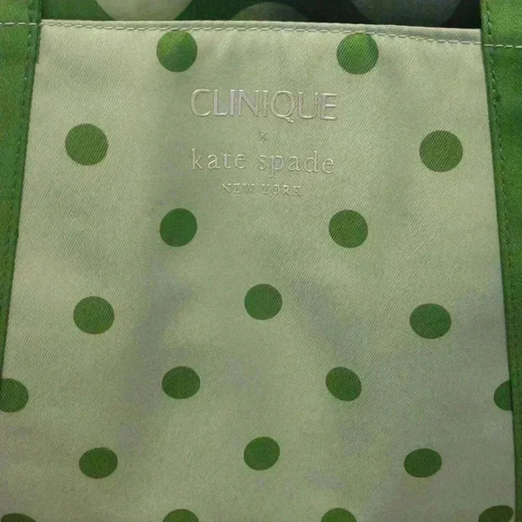 Kate Spade‎ Clinique green polka dot spring summer tote shoulder bag NWOT - Picture 2 of 4
